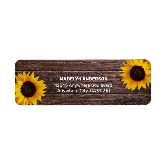 Sunflower Elegant Rustic Country Gold Wedding Labe Label (Front)