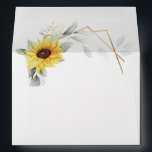 Sunflower Elegant Rustic Geometric Gold Wedding Envelope<br><div class="desc">The inside design features watercolor greenery,  sunflowers,  printed gold elements and airy botanical leaves over a printed gold colored geometric frame.</div>