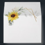 Sunflower Elegant Rustic Geometric Gold Wedding Envelope<br><div class="desc">The inside design features watercolor greenery,  sunflowers,  printed gold elements and airy botanical leaves over a printed gold colored geometric frame.</div>