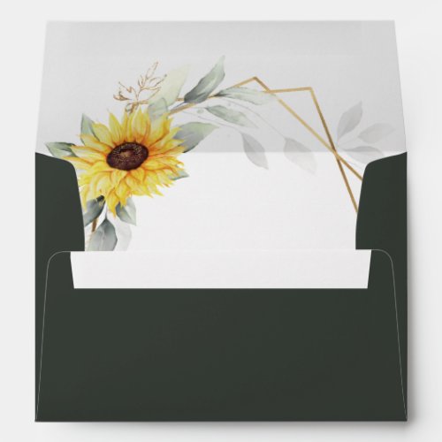 Sunflower Elegant Rustic Geometric Gold Wedding Envelope