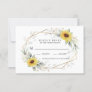 Sunflower Elegant Rustic Geometric Gold Wedding RSVP Card