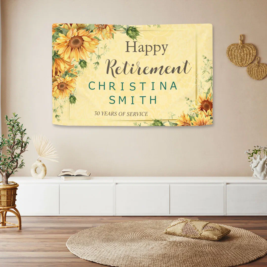 Sunflower Elegant Watercolor Retirement Party Banner (Sunflower Elegant Watercolor Retirement Party Banner)