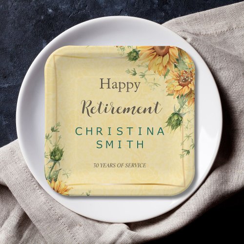 Sunflower Elegant Watercolor Retirement Party