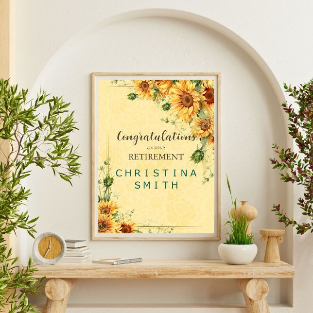 Sunflower Elegant Watercolor Retirement Party Poster (Sunflower Elegant Watercolor Retirement Party Poster)