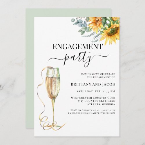 Sunflower Elegant Wedding Engagement Party Invitation