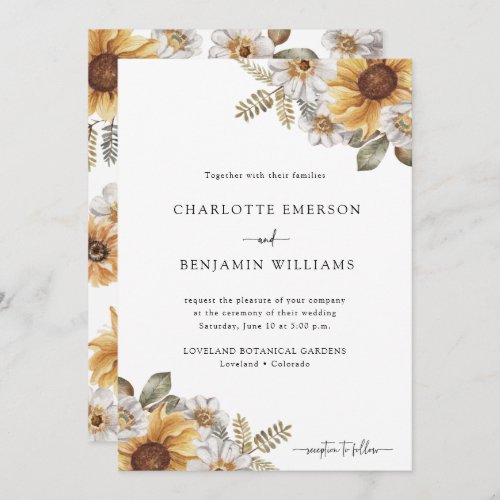 Sunflower Elegant Wedding Invitation