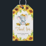 Sunflower Elephant Baby Shower Thank You Favor Gift Tags<br><div class="desc">Elephant Sunflower Baby Shower Favor Tags, featuring adorable hand-drawn watercolor baby elephant and pretty watercolor sunflowers. Personalize it with your details easily and quickly, simply press the customize it button to further re-arrange and format the style and placement of the text. Great for Baby Sprinkle, Baby Shower Tea Party, Baby...</div>
