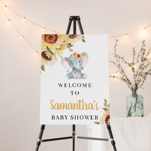 Sunflower Elephant Baby Shower Welcome Sign