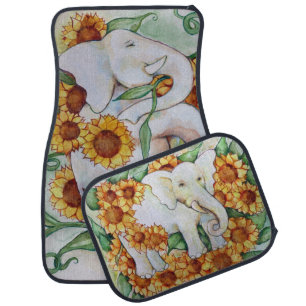 Sunflower Elephant Car Floor Mat