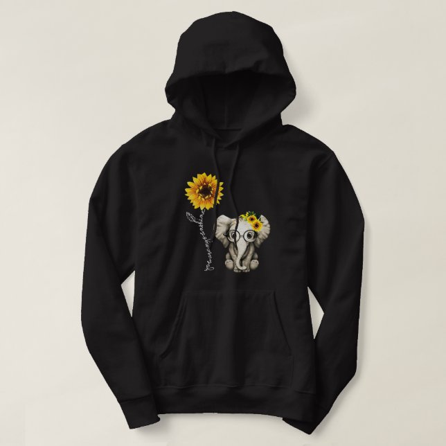 Sunflower Elephant Gift Friend Cute Elephant Lover Hoodie (Design Front)