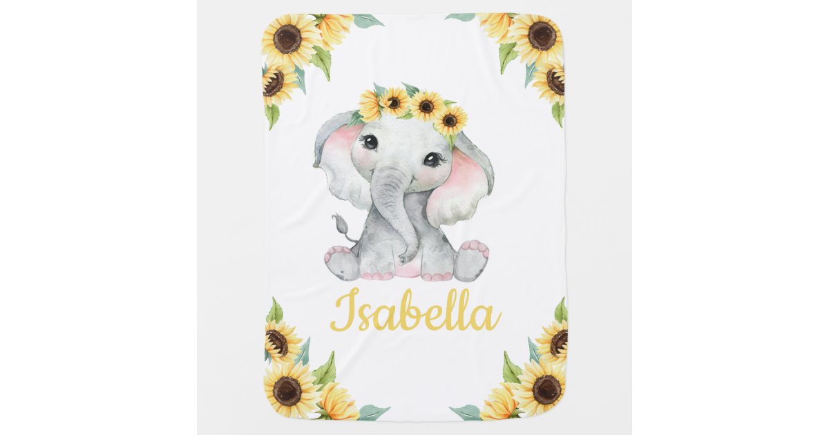 Elephant Sunflower Animals Blanket Customized Text Animal Gifts Plush Soft  Fuzzy Lightweight Personalized Flannel Throw Blankets 30x40 for Baby/Pets