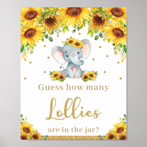 Sunflower Elephant Guess How Many Lollies Game Poster