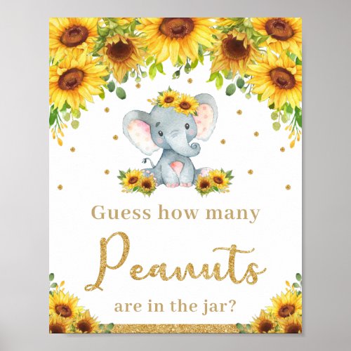 Sunflower Elephant Guess How Many Peanuts Game Poster