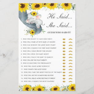 Sunflower Elephant He Said She Said Guessing Game
