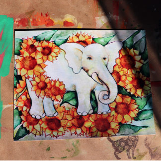 Sunflower Elephant Poster