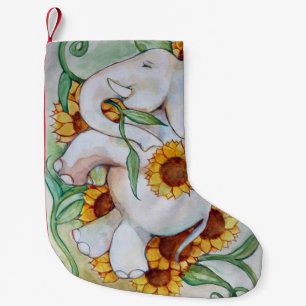 Sunflower Elephant Small Christmas Stocking