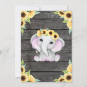 Sunflower Elephant Ultrasound Baby Shower Purple Invitation (Back)