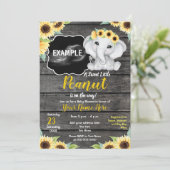 Sunflower Elephant Ultrasound Pic Baby Shower Invi Invitation (Standing Front)