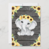 Sunflower Elephant Ultrasound Pic Baby Shower Invi Invitation (Back)