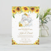 Sunflower Elephant Virtual Baby Shower by Mail Invitation (Standing Front)