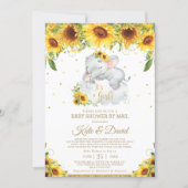 Sunflower Elephant Virtual Baby Shower by Mail Invitation (Front)
