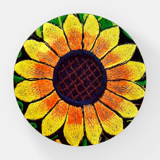 Sunflower Embroidery Mexican Art Paperweight