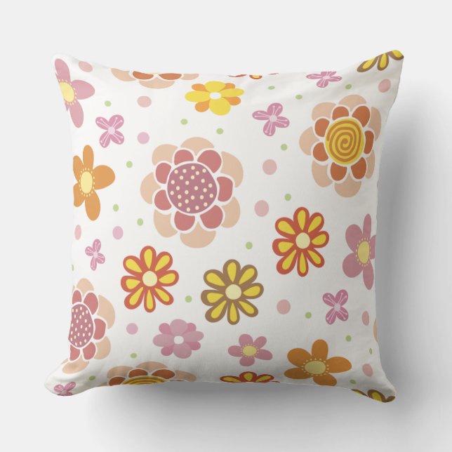 sunflower embroidery pattern throw pillow (Front)