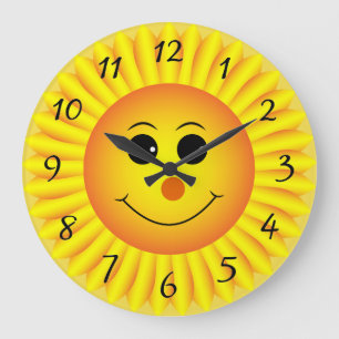 Sunflower Emoji Face Large Clock