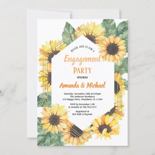 Sunflower Engagement Party Invitation