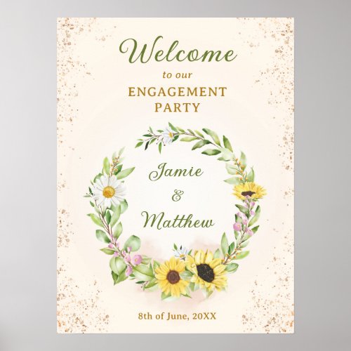 Sunflower Engagement Party Wedding Fall Welcome Poster
