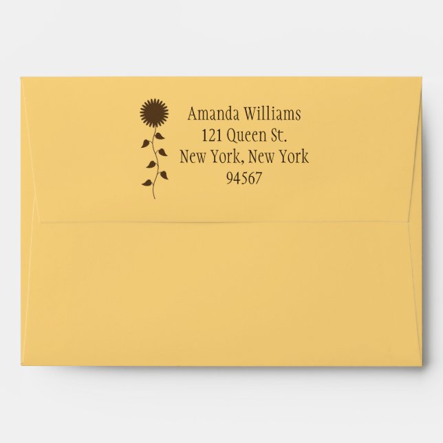 Sunflower Envelope on Yellow (Back (Top Flap))