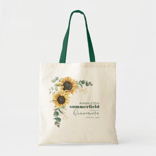 Sunflower Eucalyptus 15th Birthday Quinceanera Tote Bag