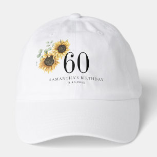 Sunflower Eucalyptus 60th Birthday Party Hat