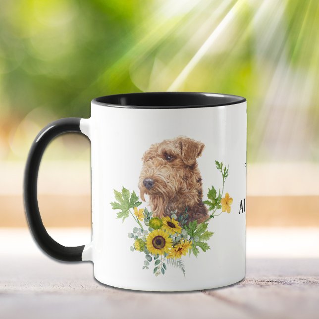 Sunflower Eucalyptus Airedale Terrier Dog  Mug (Creator Uploaded)