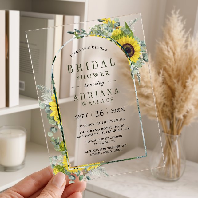 Sunflower Eucalyptus Arch Bridal Shower Acrylic Invitations (Creator Uploaded)