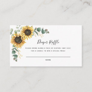 Sunflower Eucalyptus Baby Shower Diaper Raffle Enclosure Card