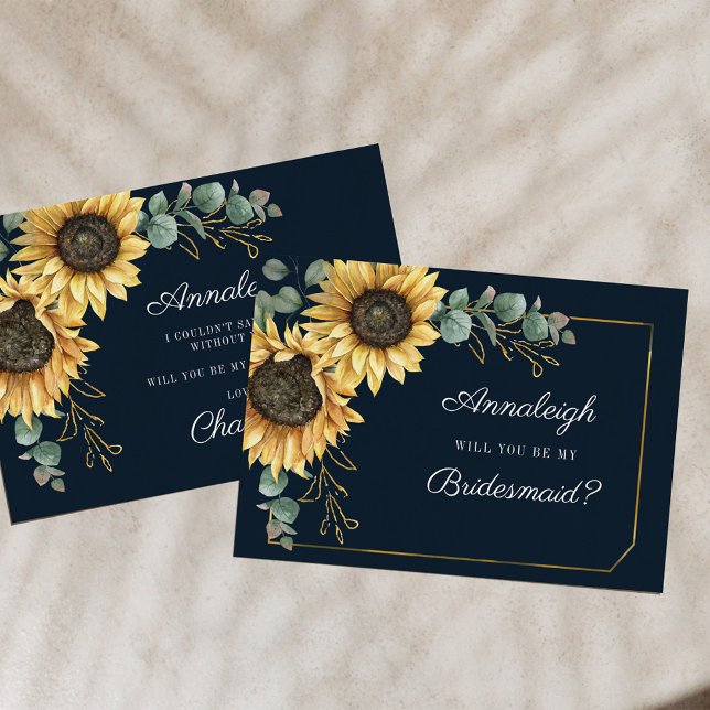 Sunflower Eucalyptus Be My Bridesmaid Card (Creator Uploaded)