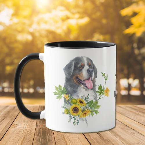 Sunflower Eucalyptus Bernese Mountain Dog Mug