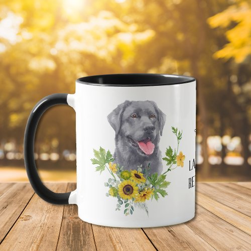 Sunflower Eucalyptus Black Labrador Retriever Dog Mug