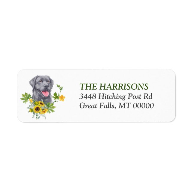 Sunflower Eucalyptus Black Labrador Retriever Label (Front)
