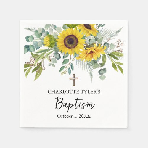 Sunflower & Eucalyptus Boho Cross Baptism