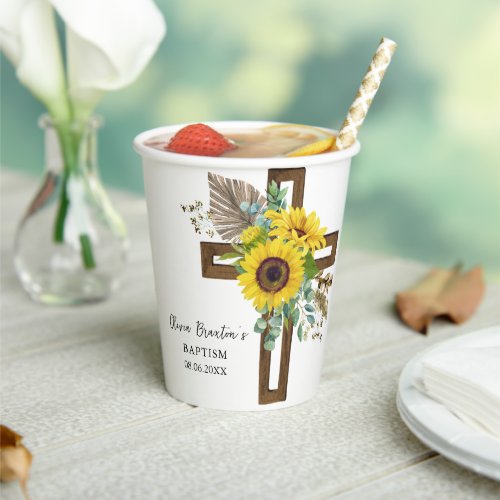 Sunflower & Eucalyptus Boho Cross Baptism
