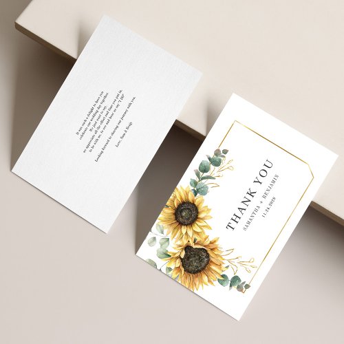 Sunflower Eucalyptus Botanical Floral Wedding Thank You Card