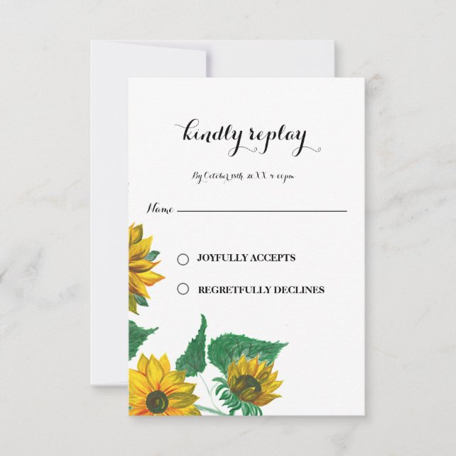 Sunflower Eucalyptus Botanical RSVP Card (Front)