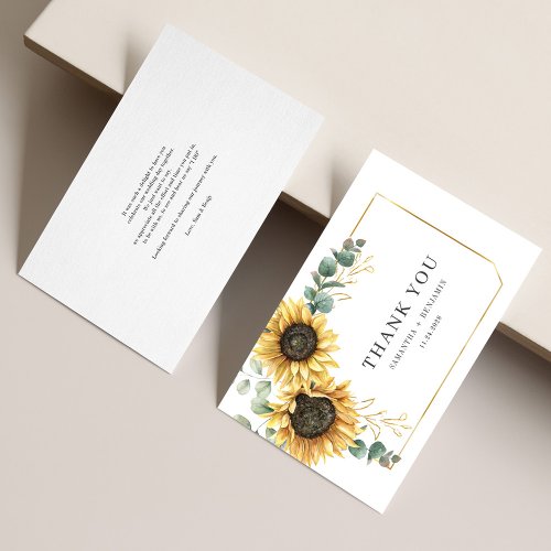 Sunflower Eucalyptus Botanical Wedding Thank You