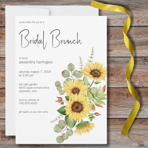 Sunflower  Eucalyptus Bridal Brunch Invitation