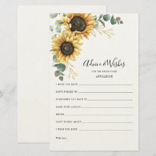Sunflower Eucalyptus Bridal Shower Advice Card
