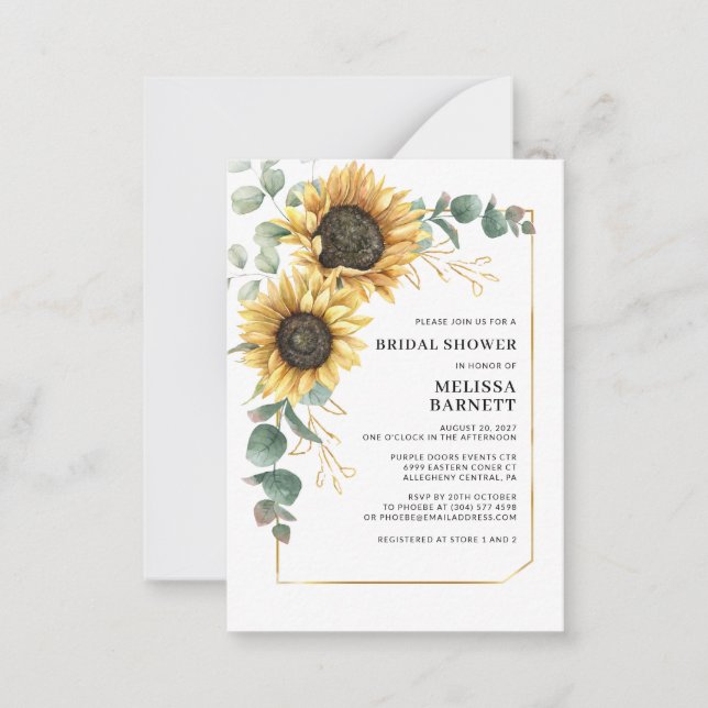 Sunflower Eucalyptus Bridal Shower Invitation (Front)