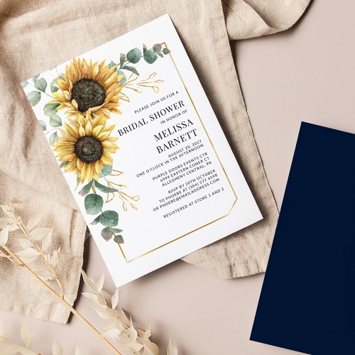 Sunflower Eucalyptus Bridal Shower Invitation