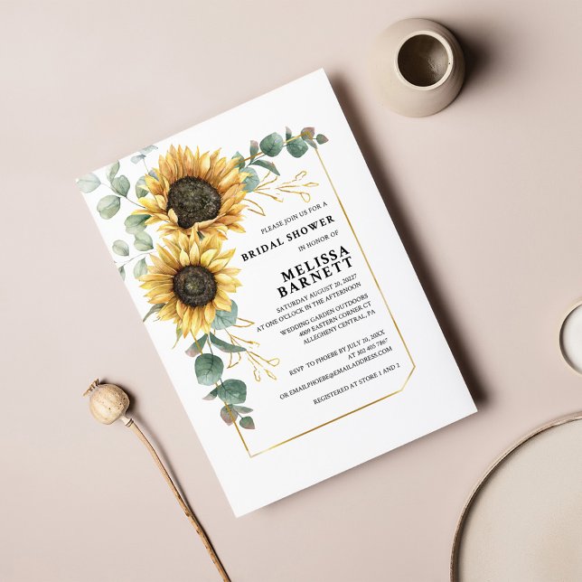 Sunflower Eucalyptus Bridal Shower Invitation (Creator Uploaded)